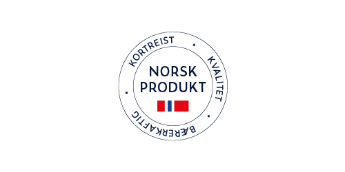 Symbol som viser norsk produkt illustrert med norsk flagg. Grafikk.