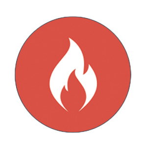 Illustrasjon av flamme for å illustrere brann. Grafikk.
