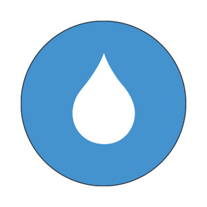 Illustrasjon av vanndråpe med blå farge som illustrerer drikkevann. Grafikk.