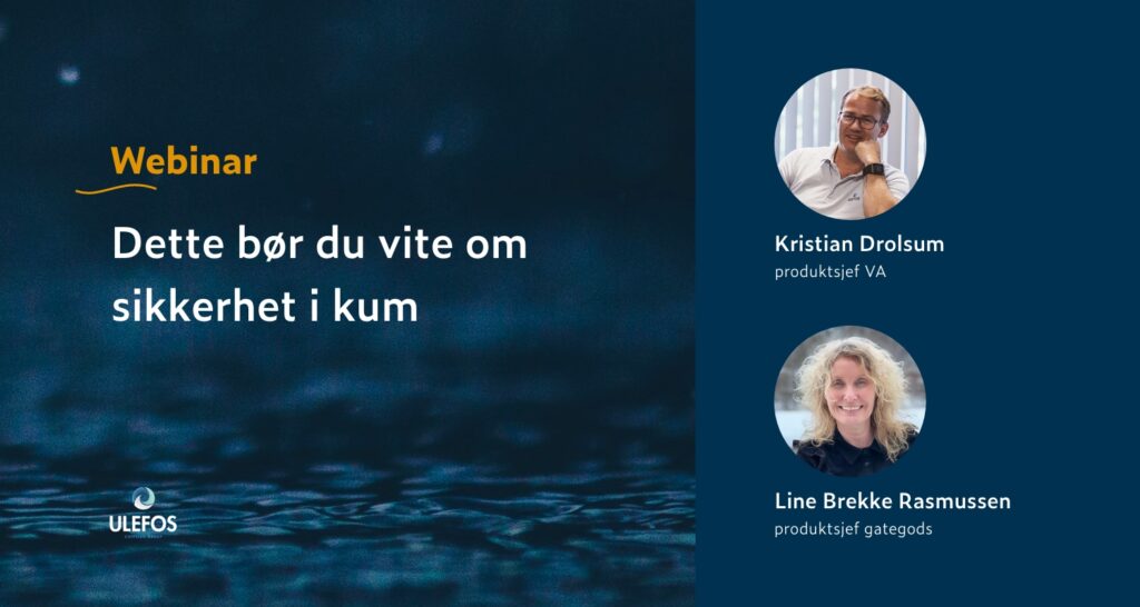 Banner for webinar om sikkerhet i kum med Kristian Drolsum og Line Brekke Rasmusen. Grafikk.