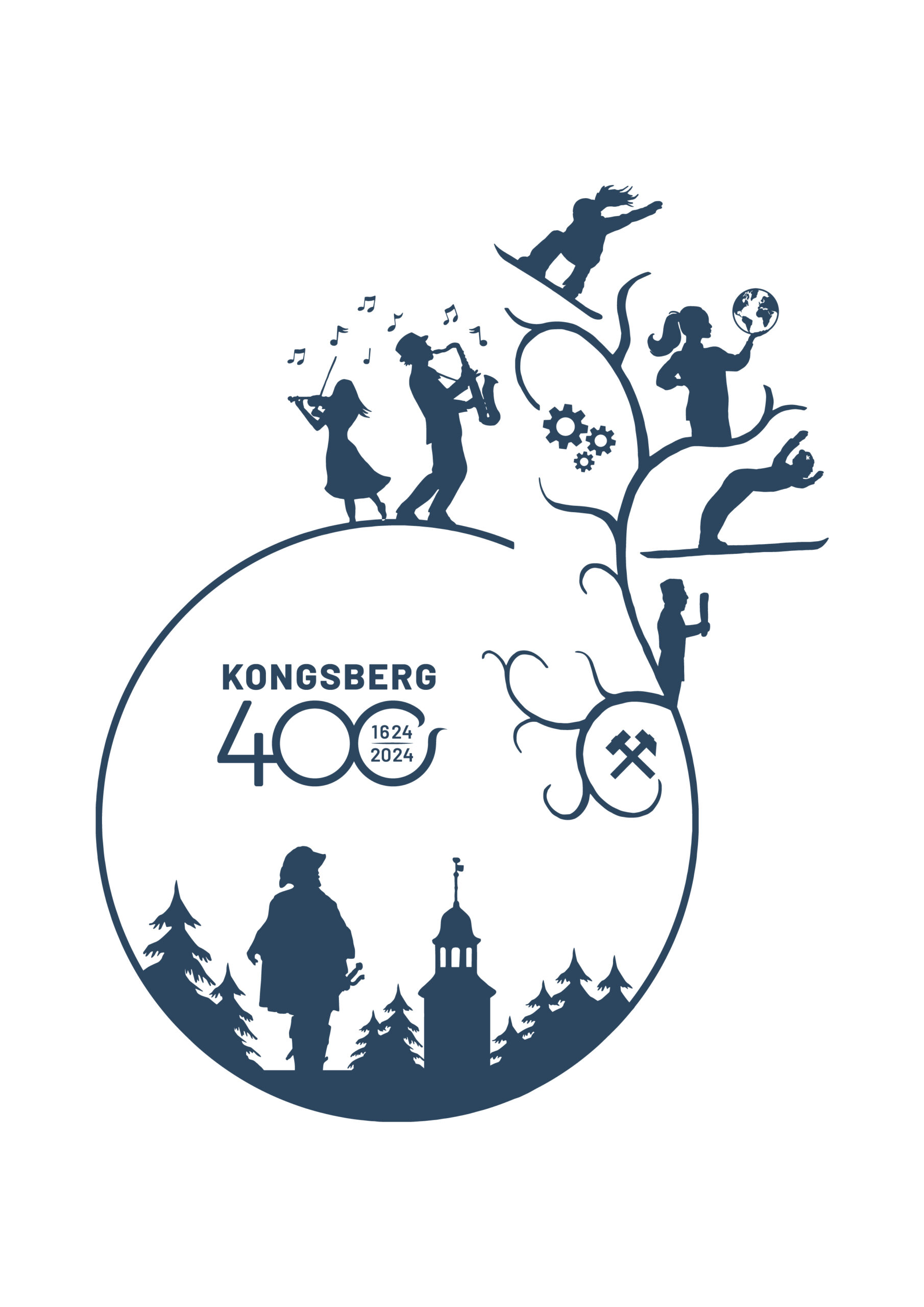 Festsymbol for Kongsberg 400 årsjubileum. Grafikk. 