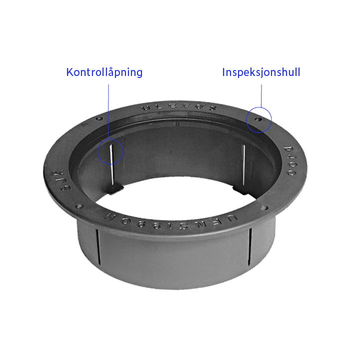 Ulefos kumramme som illustrerer kontrollåpning og inspeksjonshull. Illustrasjon.