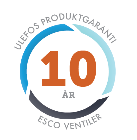 Symbol for 10-års garanti Ulefos Esco ventiler. Grafikk.